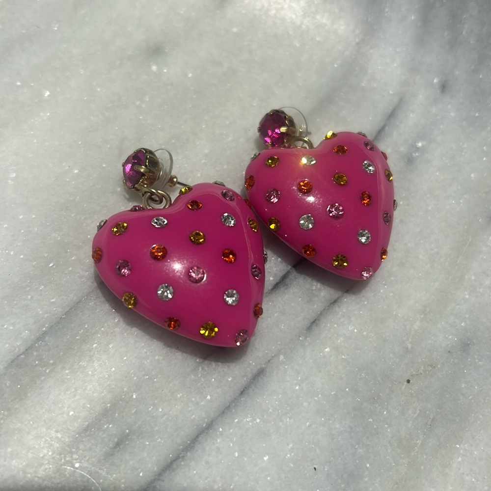 Betsy Johnson Heart Puff Earrings